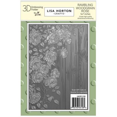 Lisa Horton Crafts 3D Embossing Folder - Rambling Woodgrain Rose